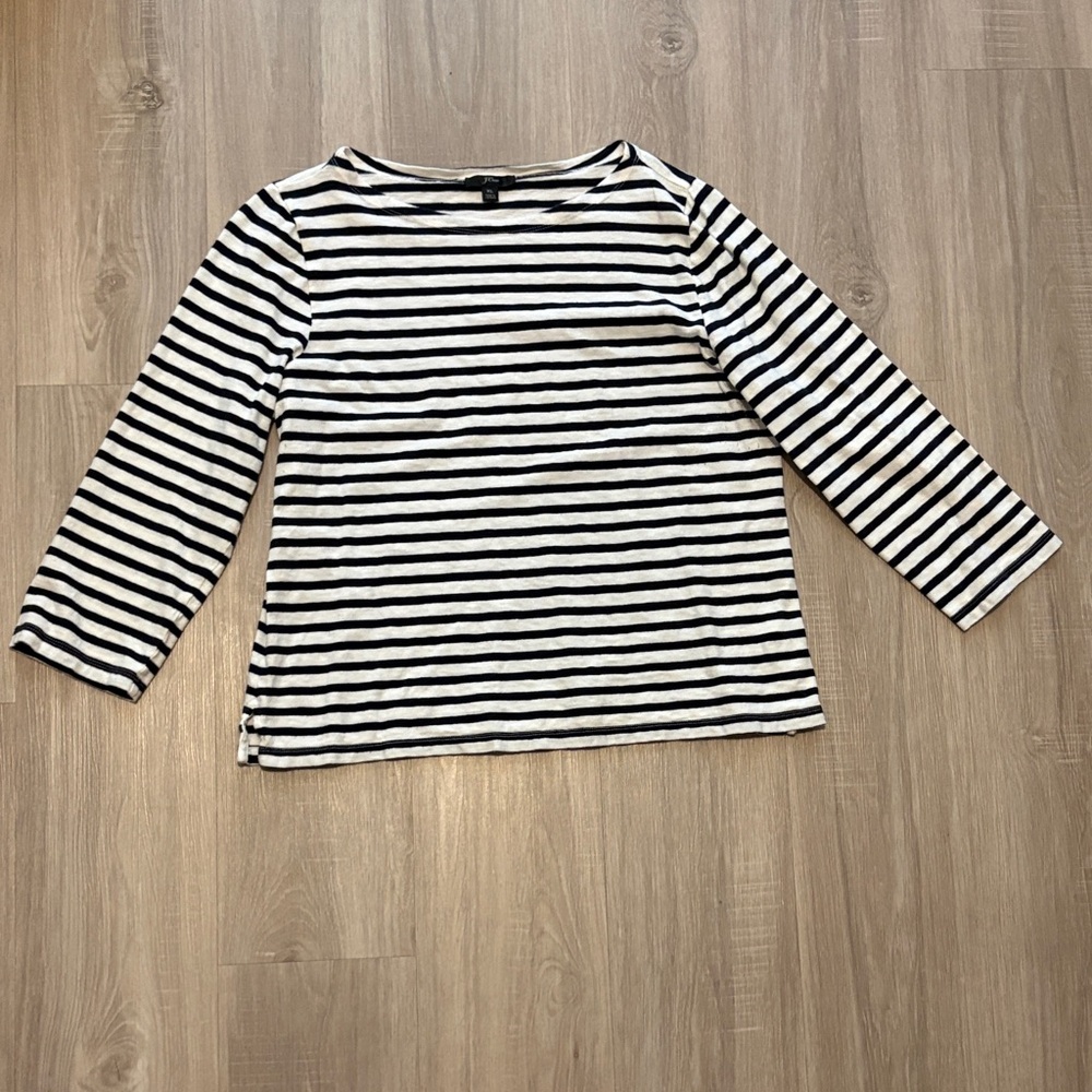 J. Crew Navy and White Striped Long Sleeve Tee